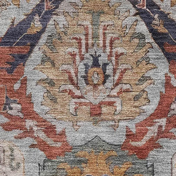 HomeRoots 5' X 8' Blue Copper Ikat Area Rug – Stylish, Washable, UV Protected, Durable for High-Traffic Areas 708165