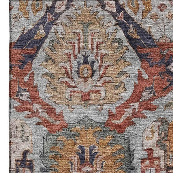 HomeRoots 5' X 8' Blue Copper Ikat Area Rug – Stylish, Washable, UV Protected, Durable for High-Traffic Areas 708165