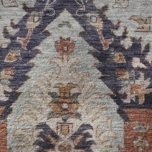 HomeRoots 8' X 10' Washable Ikat Area Rug in Blue Copper & Beige - UV Protected, Pet-Friendly, Durable Design 708167