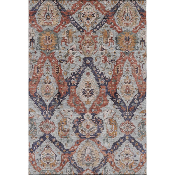 HomeRoots 9' X 12' Blue Copper Ikat Area Rug - Washable, Stain-Resistant & UV Protected for Busy Homes 708168