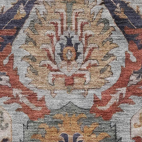 HomeRoots 10' X 14' Ikat Area Rug in Blue, Copper & Beige - Stain-Resistant, UV Protected, Durable & Stylish 708169