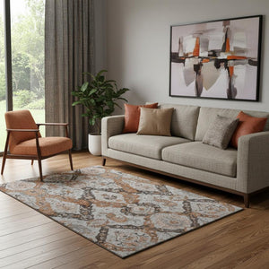 HomeRoots 8' Washable Ikat Round Rug with UV Protection - Durable, Stylish, and Perfect for Family Spaces! 708178