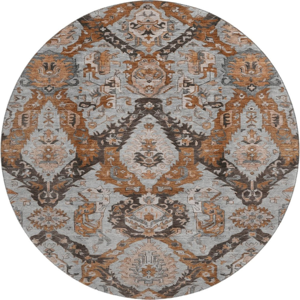 HomeRoots 8' X 10' Ikat Washable Area Rug in Rust, Charcoal & Beige – Durable, UV Protected & Stylish Design 708179