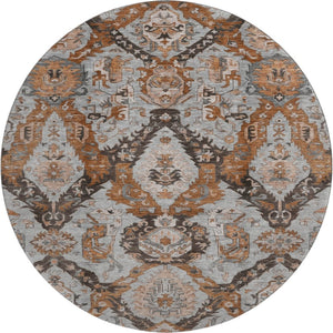 HomeRoots 8' X 10' Ikat Washable Area Rug in Rust, Charcoal & Beige – Durable, UV Protected & Stylish Design 708179