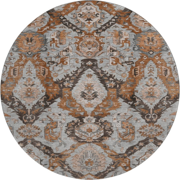 HomeRoots 8' X 10' Ikat Washable Area Rug in Rust, Charcoal & Beige – Durable, UV Protected & Stylish Design 708179