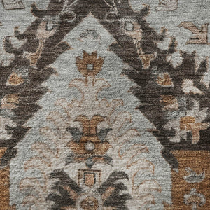 HomeRoots 8' X 10' Ikat Washable Area Rug in Rust, Charcoal & Beige – Durable, UV Protected & Stylish Design 708179