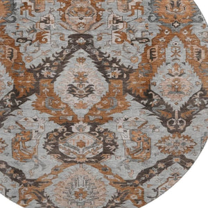 HomeRoots 8' X 10' Ikat Washable Area Rug in Rust, Charcoal & Beige – Durable, UV Protected & Stylish Design 708179