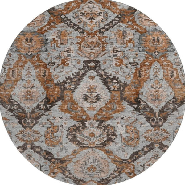 HomeRoots 8' X 10' Ikat Washable Area Rug in Rust, Charcoal & Beige – Durable, UV Protected & Stylish Design 708179
