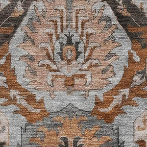 HomeRoots 9' X 12' Ikat Area Rug in Rust, Charcoal & Beige - Washable, UV Protected & Perfect for Busy Homes 708180