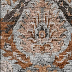HomeRoots 10' X 14' Washable Ikat Area Rug in Rust, Charcoal, and Beige – UV Protected, Durable & Stylish Design 708181