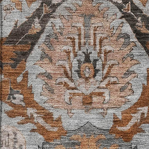 HomeRoots 10' X 14' Washable Ikat Area Rug in Rust, Charcoal, and Beige – UV Protected, Durable & Stylish Design 708181