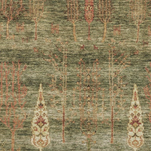 HomeRoots 8' Artichoke Green & Rust Floral Washable Round Rug - Durable, UV-Protected, Perfect for Homes! 708184