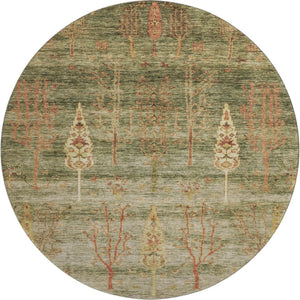 HomeRoots 8' X 10' Artichoke Green & Rust Floral Area Rug - Washable, Stain-Resistant, UV Protected, Non-Slip! 708185