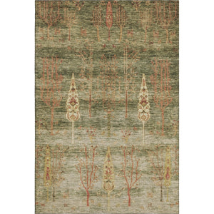 HomeRoots 10' X 14' Washable Floral Area Rug in Artichoke Green & Rust - Durable, UV-Protected, Non-Slip Design 708187