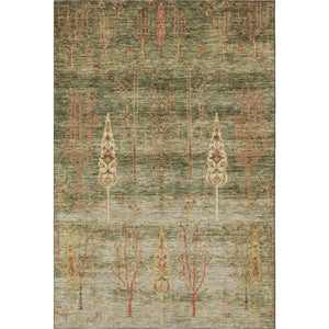 HomeRoots 10' X 14' Washable Floral Area Rug in Artichoke Green & Rust - Durable, UV-Protected, Non-Slip Design 708187