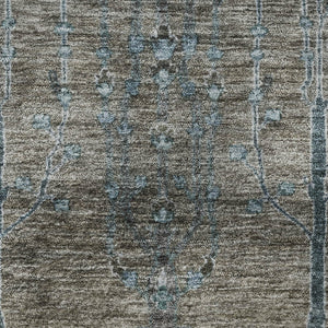 HomeRoots 8' X 10' Brown And Blue Floral Area Rug - Washable, UV Protected, Durable Design for Homes with Kids 708191