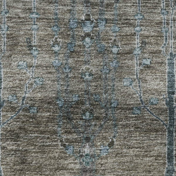 HomeRoots 8' X 10' Brown And Blue Floral Area Rug - Washable, UV Protected, Durable Design for Homes with Kids 708191