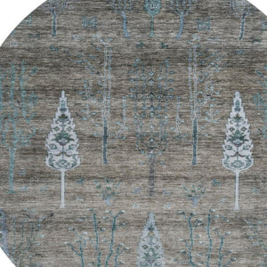 HomeRoots 8' X 10' Brown And Blue Floral Area Rug - Washable, UV Protected, Durable Design for Homes with Kids 708191