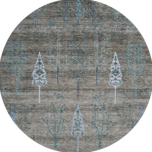 HomeRoots 8' X 10' Brown And Blue Floral Area Rug - Washable, UV Protected, Durable Design for Homes with Kids 708191