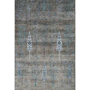 HomeRoots 9' X 12' Brown and Blue Floral Area Rug - Washable, UV Protected, Stain Resistant for Busy Homes! 708192
