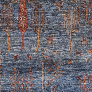 HomeRoots 10' X 14' Blue And Rust Floral Area Rug – Washable, UV-Protected, Non-Slip Backing for Families & Pets 708199