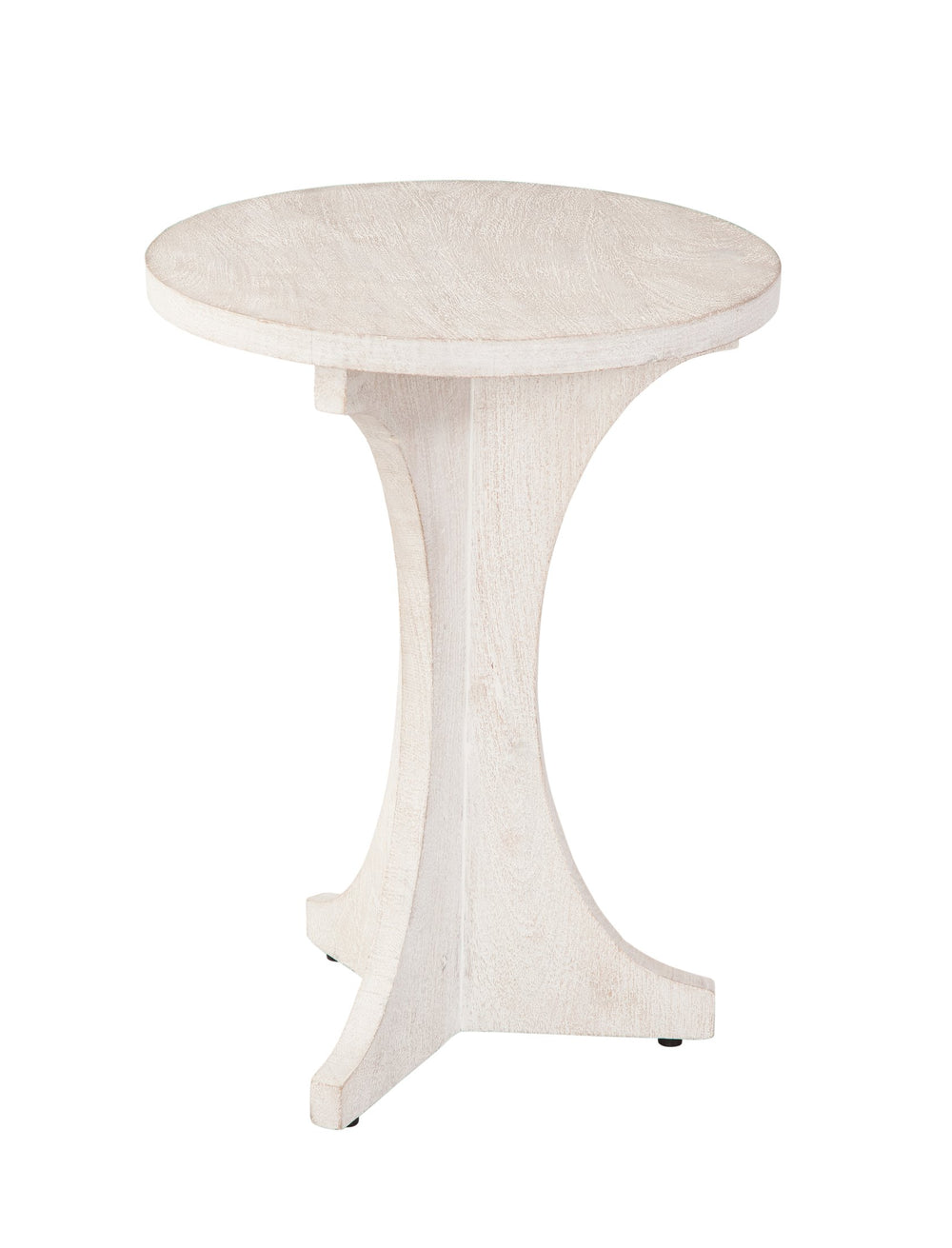Basset Mirror Tait Accent Table - Boho Coastal Design With Solid Mango Wood & Textured White-washed Finish White Mango Wood 7082-lr-223