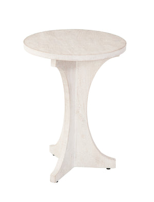 Basset Mirror Tait Accent Table - Boho Coastal Design With Solid Mango Wood & Textured White-washed Finish White Mango Wood 7082-lr-223