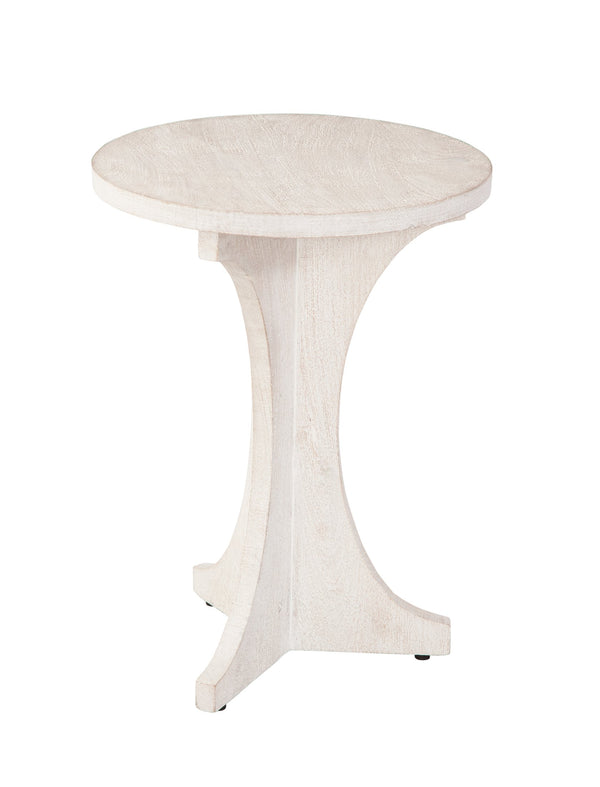Basset Mirror Tait Accent Table - Boho Coastal Design With Solid Mango Wood & Textured White-washed Finish White Mango Wood 7082-lr-223