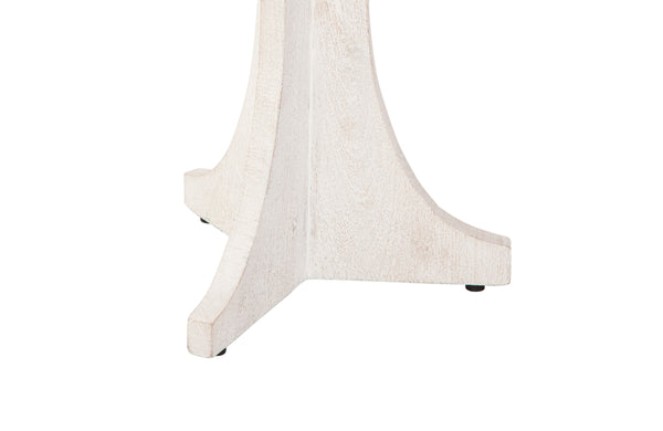 Basset Mirror Tait Accent Table - Boho Coastal Design With Solid Mango Wood & Textured White-washed Finish White Mango Wood 7082-lr-223
