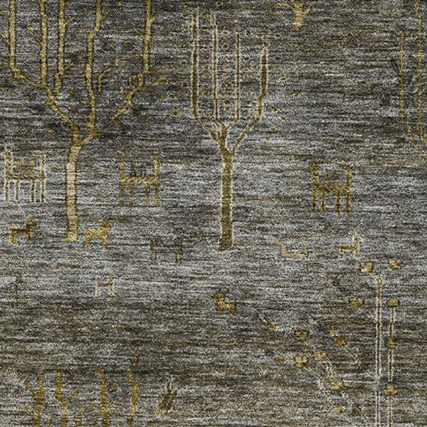 HomeRoots 5' X 8' Pewter & Gold Floral Washable Area Rug with UV Protection – Elegant, Durable, Easy-Care Design! 708201