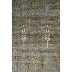 HomeRoots 8' Washable Pewter and Gold Floral Round Rug with UV Protection for Elegant, Everyday Living Spaces 708202