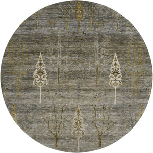 HomeRoots 8' X 10' Elegant Pewter and Gold Floral Area Rug - Washable, UV Protected, Stain Resistant Design 708203