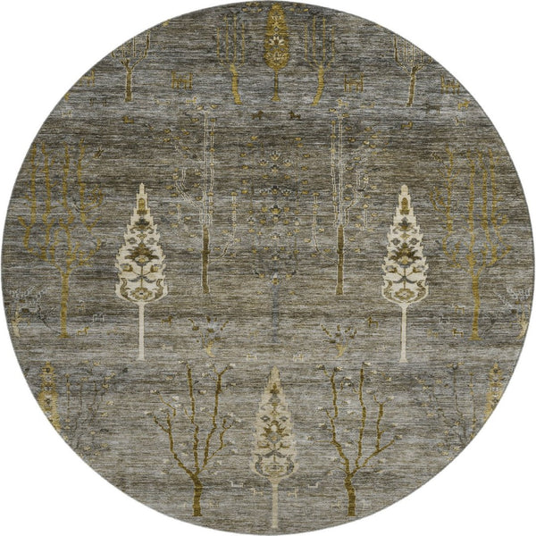 HomeRoots 8' X 10' Elegant Pewter and Gold Floral Area Rug - Washable, UV Protected, Stain Resistant Design 708203