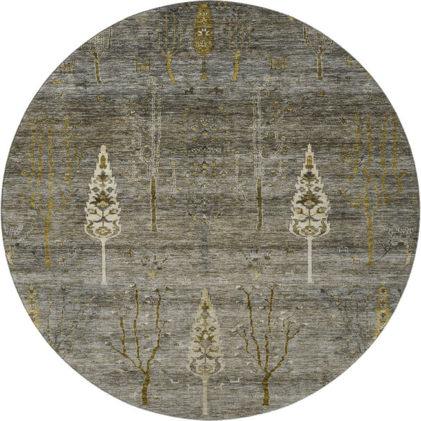 HomeRoots 8' X 10' Elegant Pewter and Gold Floral Area Rug - Washable, UV Protected, Stain Resistant Design 708203