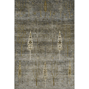 HomeRoots 9' X 12' Elegant Pewter & Gold Floral Area Rug - Washable, UV Protected, Perfect for High-Traffic Areas 708204