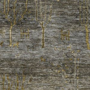 HomeRoots 10' X 14' Washable Pewter & Gold Floral Area Rug with UV Protection – Stylish, Durable, & Low-Maintenance 708205