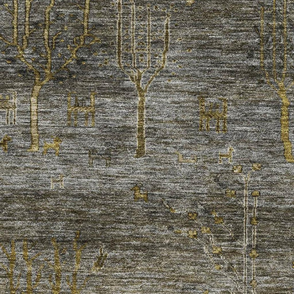 HomeRoots 10' X 14' Washable Pewter & Gold Floral Area Rug with UV Protection – Stylish, Durable, & Low-Maintenance 708205