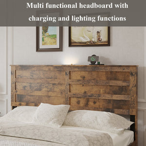 English Elm Full-size Storage Platform Bed Weathered Wood Usb Charging Headboard and Under Drawer W636P430758