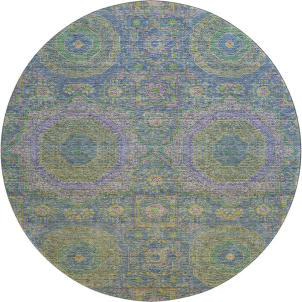 HomeRoots 8' X 10' Vibrant Medallion Washable Area Rug with UV Protection - Ideal for Homes with Kids & Pets 708209