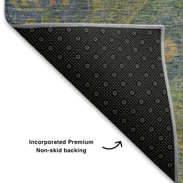 HomeRoots 8' X 10' Vibrant Medallion Washable Area Rug with UV Protection - Ideal for Homes with Kids & Pets 708209