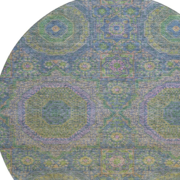 HomeRoots 8' X 10' Vibrant Medallion Washable Area Rug with UV Protection - Ideal for Homes with Kids & Pets 708209