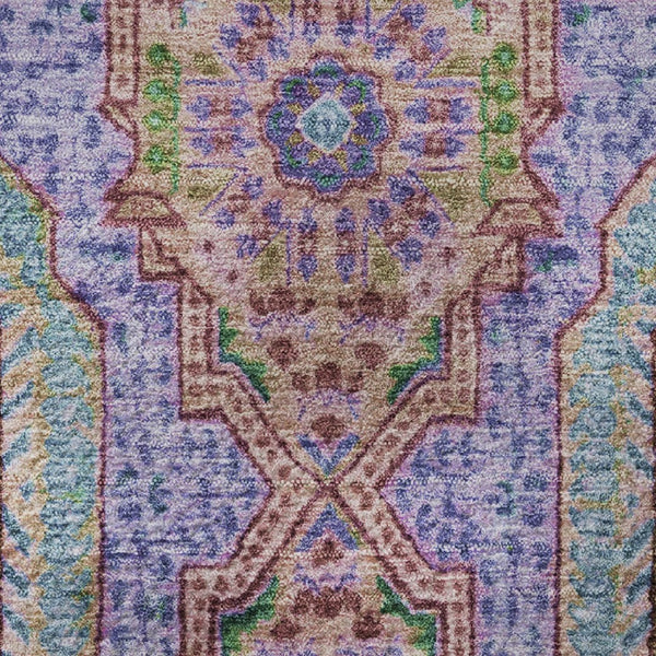 HomeRoots 8' X 10' Pink Teal Taupe Medallion Washable Area Rug - UV Protected, Durable, Easy-Care Design! 708221