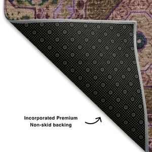 HomeRoots 10' Pink Teal Taupe Medallion Washable Area Rug | Durable, Stain-Resistant with UV Protection 708223