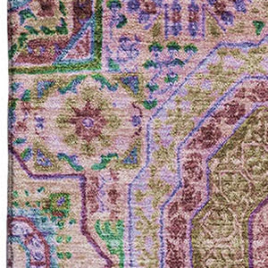 HomeRoots 10' Pink Teal Taupe Medallion Washable Area Rug | Durable, Stain-Resistant with UV Protection 708223