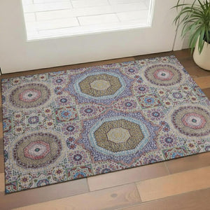 HomeRoots 5' X 8' Colorful Medallion Washable Area Rug with UV Protection - Durable & Stylish for Any Room 708225