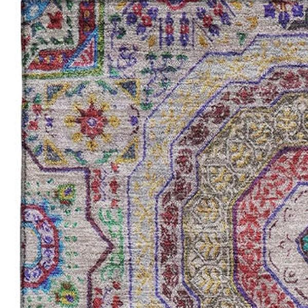 HomeRoots 5' X 8' Colorful Medallion Washable Area Rug with UV Protection - Durable & Stylish for Any Room 708225