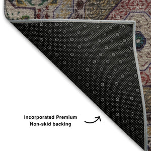 HomeRoots 8' X 10' Vibrant Purple, Teal & Red Medallion Area Rug – Washable, Stain-Resistant & UV Protected! 708227