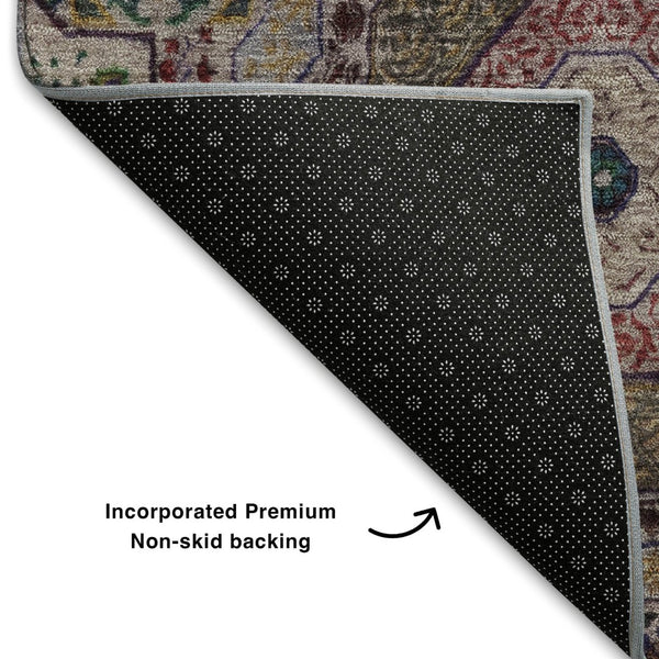 HomeRoots 8' X 10' Vibrant Purple, Teal & Red Medallion Area Rug – Washable, Stain-Resistant & UV Protected! 708227