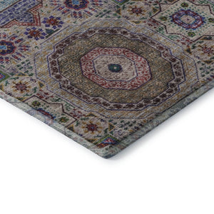 HomeRoots 8' X 10' Vibrant Purple, Teal & Red Medallion Area Rug – Washable, Stain-Resistant & UV Protected! 708227