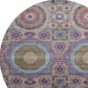 HomeRoots 8' X 10' Vibrant Purple, Teal & Red Medallion Area Rug – Washable, Stain-Resistant & UV Protected! 708227